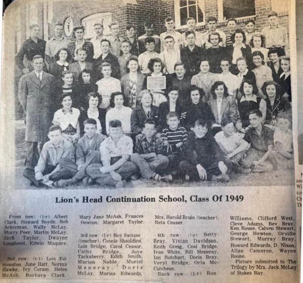 Lion's Head Continuation School Class of 1949